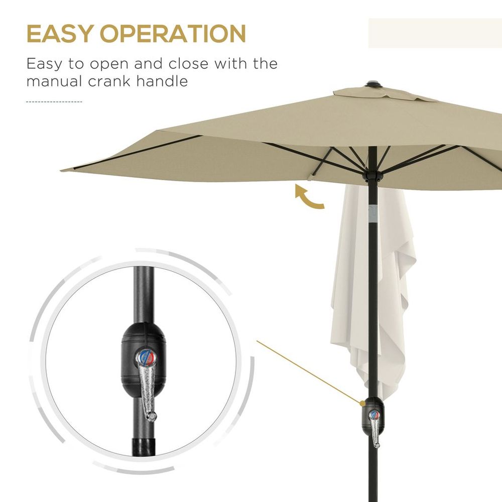 Outsunny 2x3m Garden Parasol Rectangular Umbrella | Crank, UV Resistant, White
