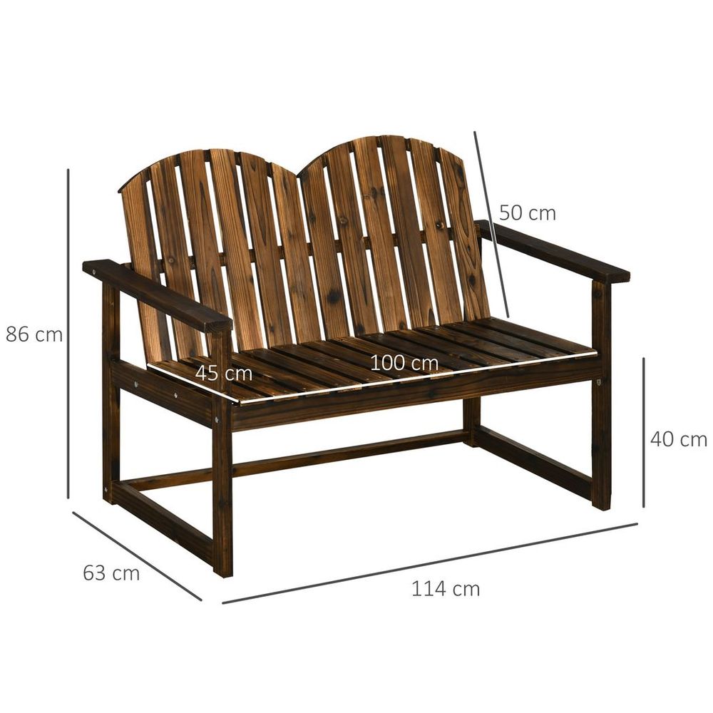 Premium Outdoor Wooden Bench - Patio Loveseat Chair, Slatted Backrest - Quality & Durability - 240kg Max Load