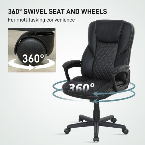 HOMCOM High Back Executive Office Chair with Adjustable Height Arms Black