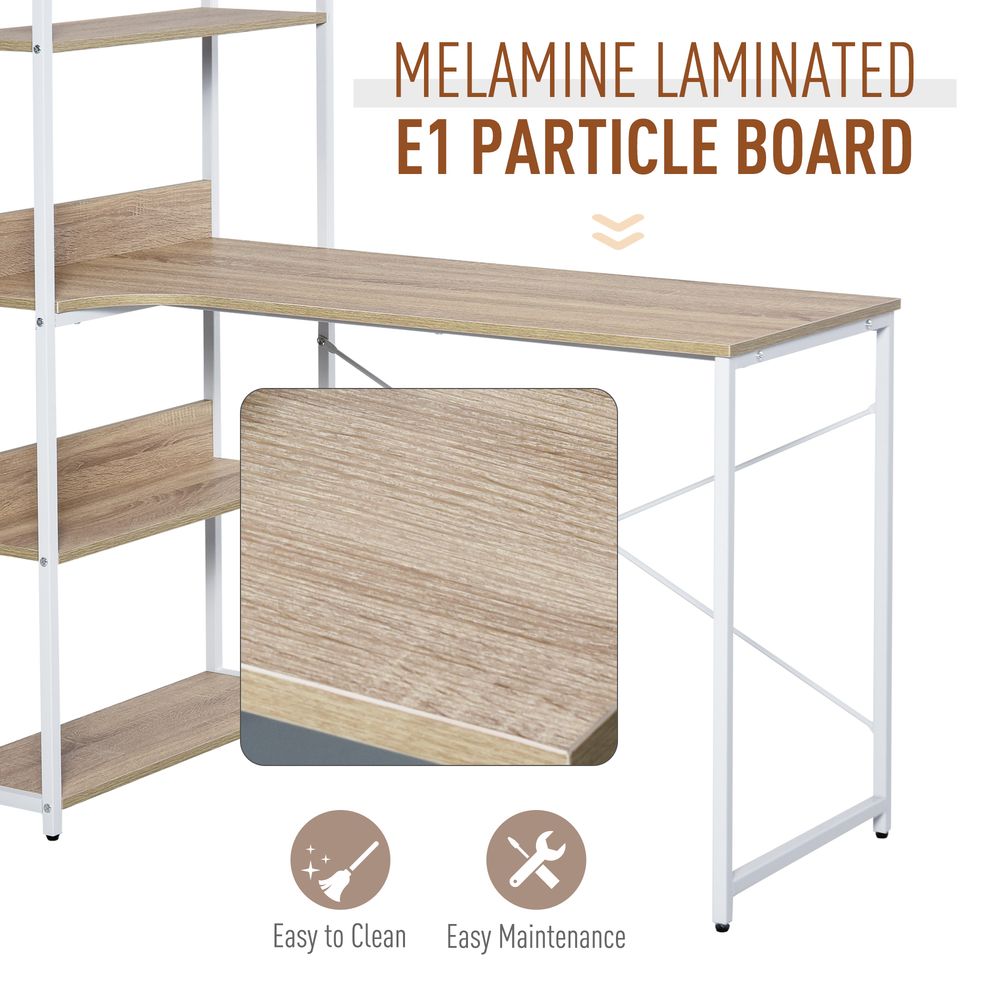 Premium Computer Desk with 4-Tier Storage Shelf - Enhance Your Home Office - Best Quality