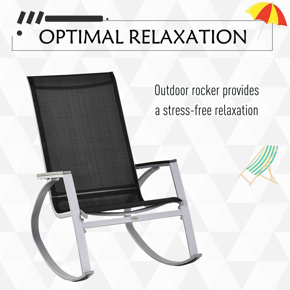 Outdoor Texteline Rocking Chair - Black/Silver