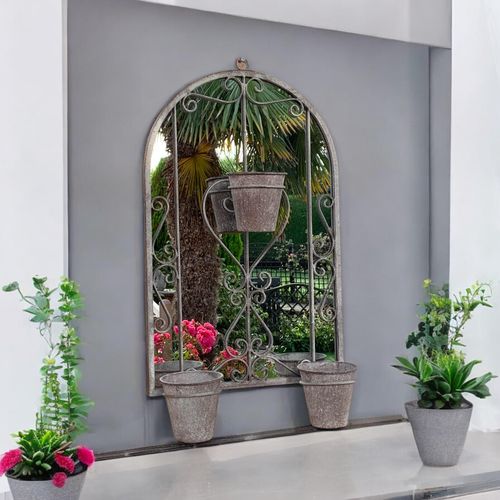 80CM WALL MIRROR WITH TRIPLE PLANTER