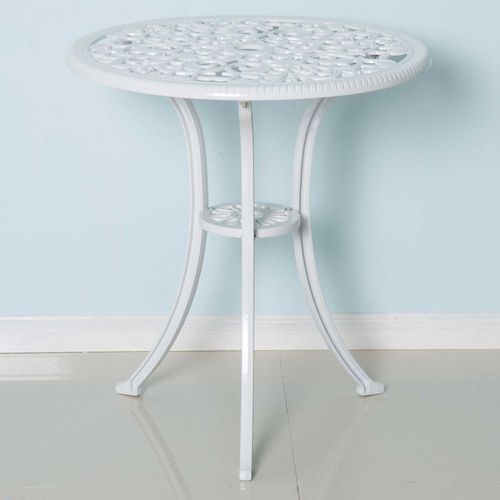 Outsunny 3 Pieces Antique Garden Bistro Set for 2 with Umbrella Hole, White