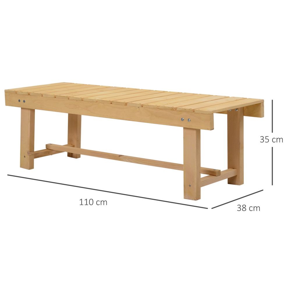 Outsunny 2-Seater Outdoor Garden Fir Wood Patio Bench