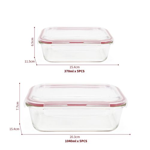 Vinsani Glass Food Storage 10-Pack Containers Rectangle Food Meal Prep Lunch Boxes with Lids Airtight Heat Resistant Leakproof Lid BPA-Free Dishwasher Microwave Oven Freezer Safe