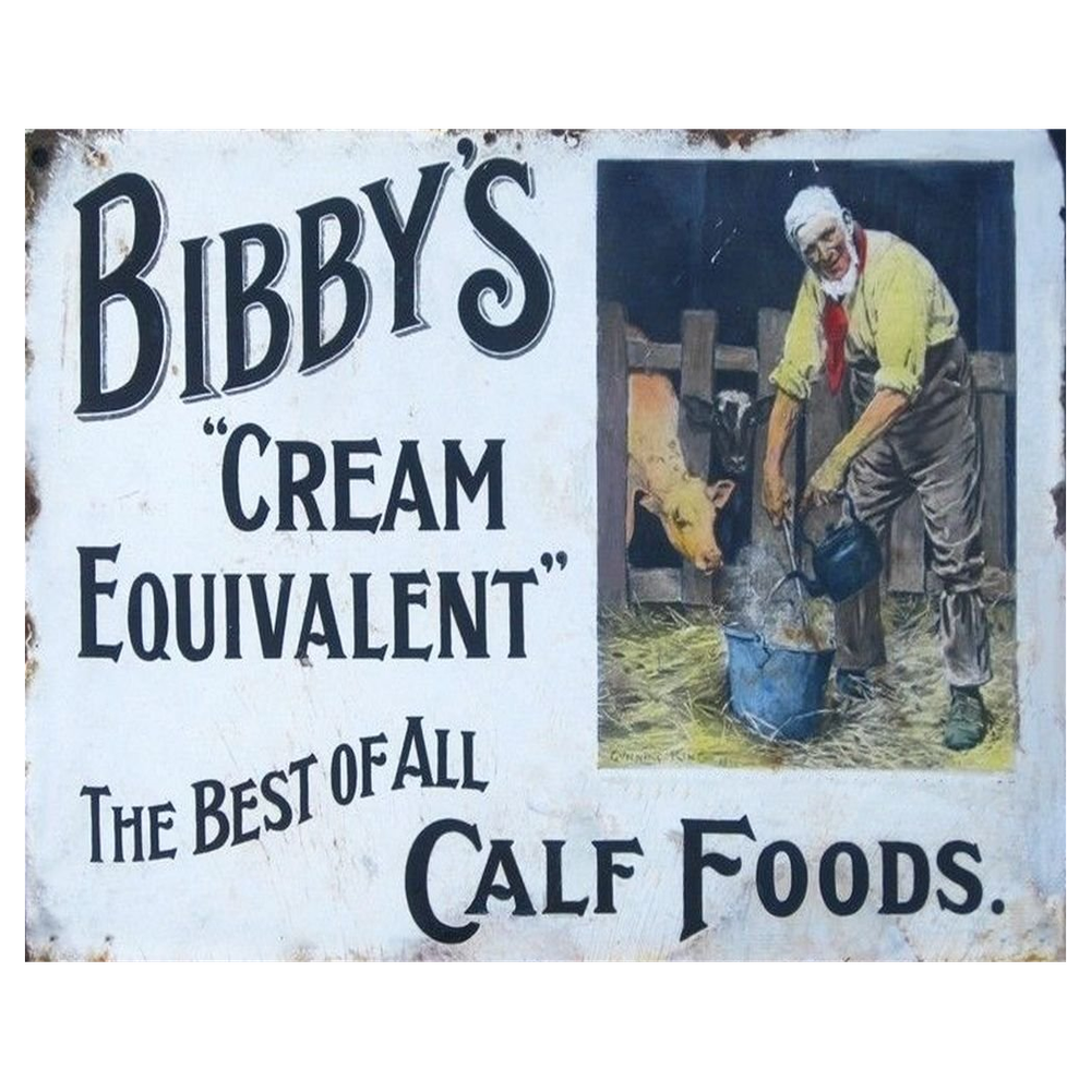 Retro Metal Sign - Vintage Bibby's Calf Foods Advertisement