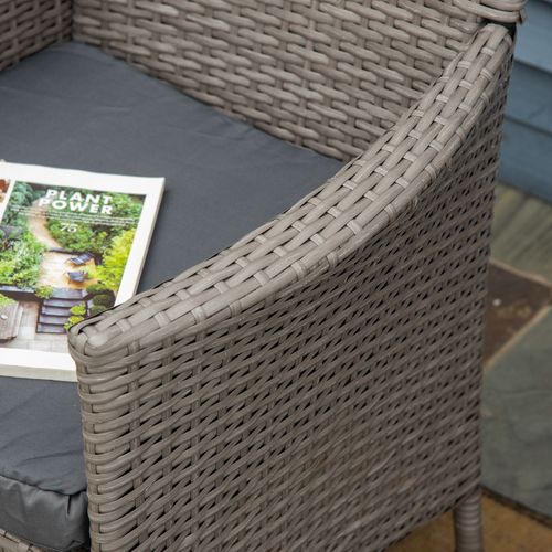 Outsunny 4PC Outdoor Rattan Armchair Wicker Dining Chair Set for Garden Grey
