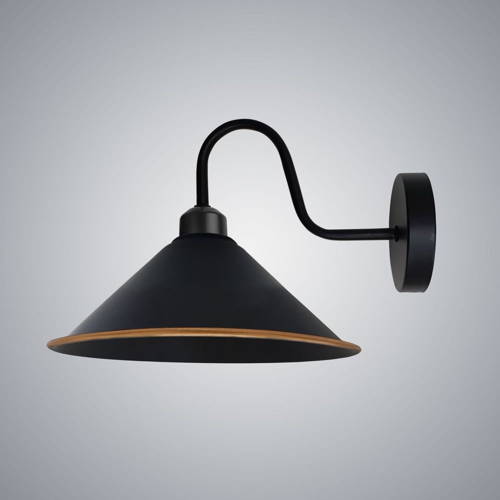Vintage Black Swan Neck Wall Light Fixture, E27 Socket, Cone Shape Shade - Best Quality, 3 Year Warranty