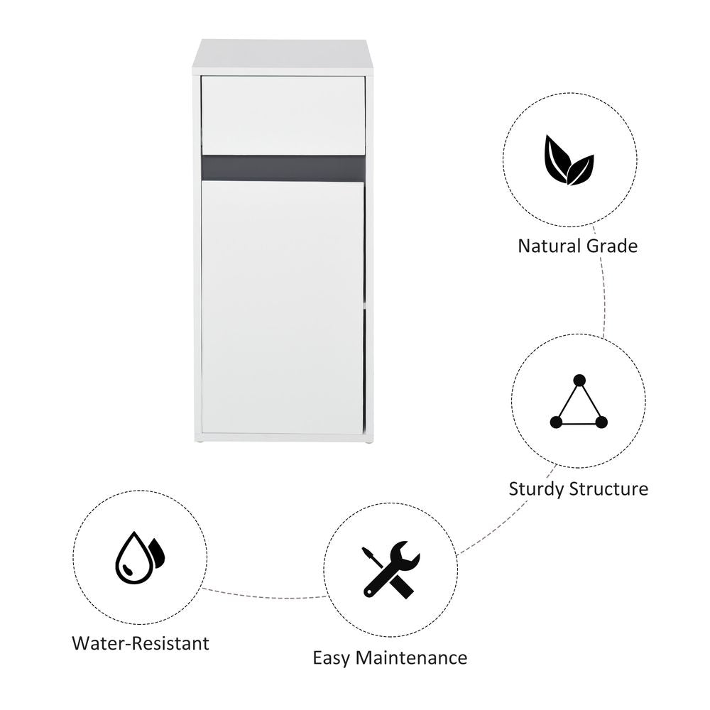 HOMCOM Modern Minimalistic Bathroom Storage Cabinet w/Drawer Cupboard Adjustable Shelf Door Home Organiser Sleek Beautiful Freestanding Compact White