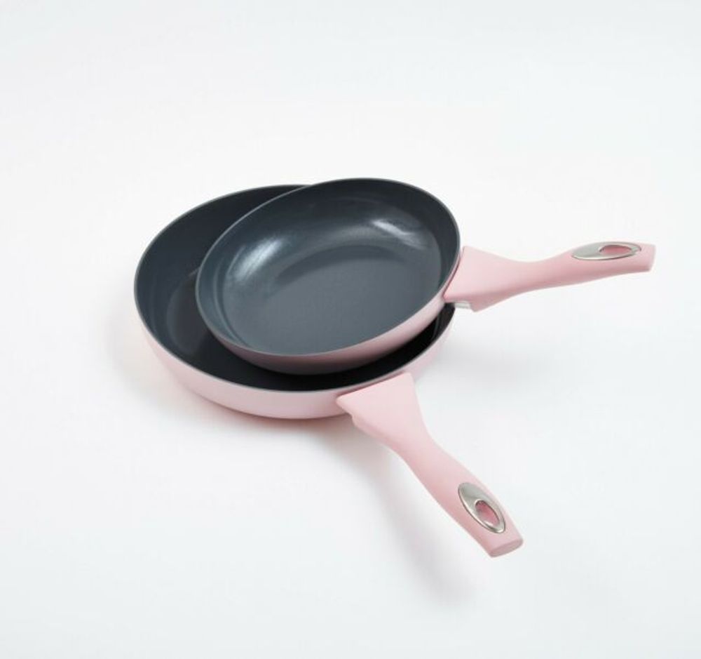 Cermalon 5-Piece Blush Pink Ceramic Non-Stick Pan Set - High-Quality, Trendy Cookware for All Hob Types