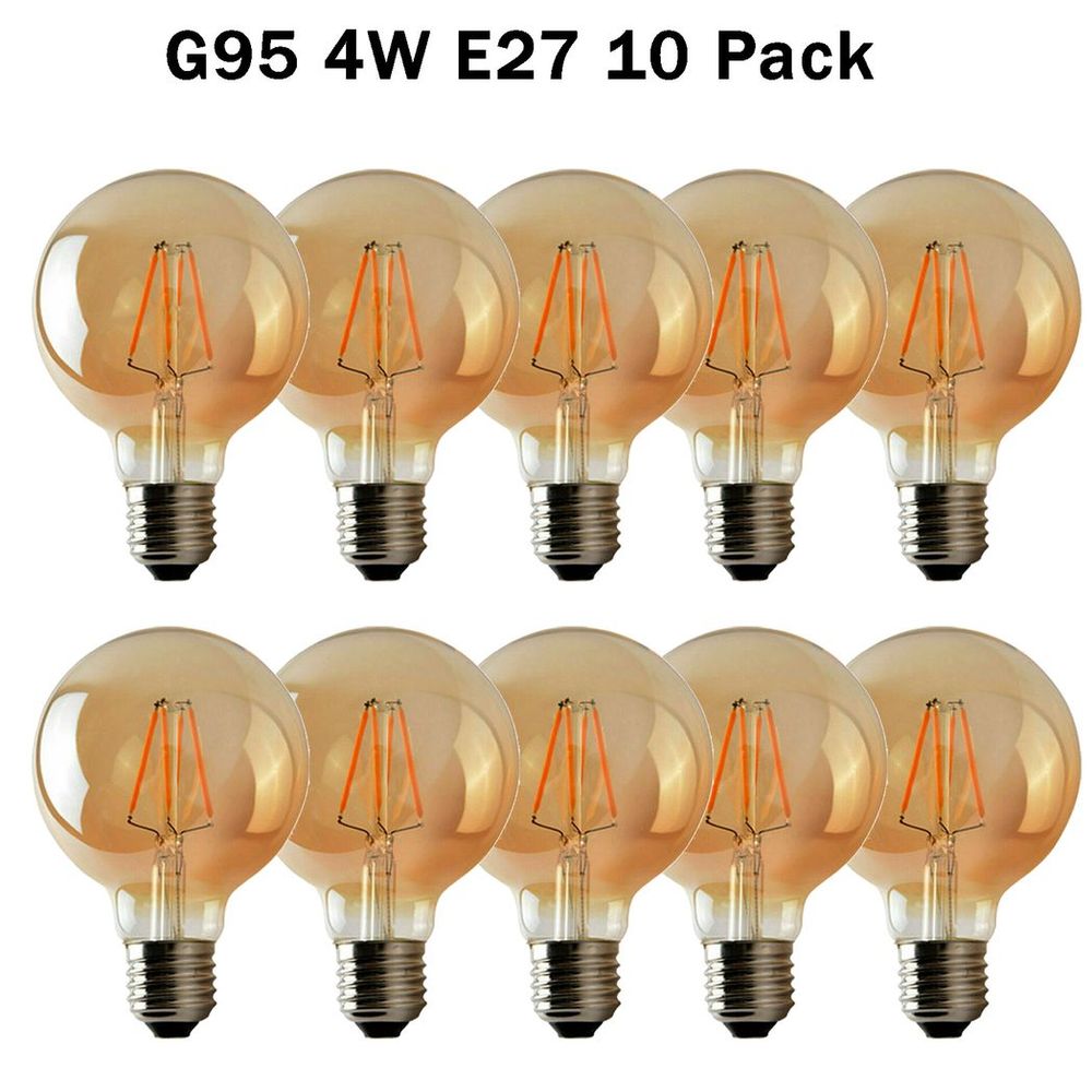 10 Pack E27 LED Edison Dimmable Vintage Amber Glass Warm white 2700K Light Bulbs