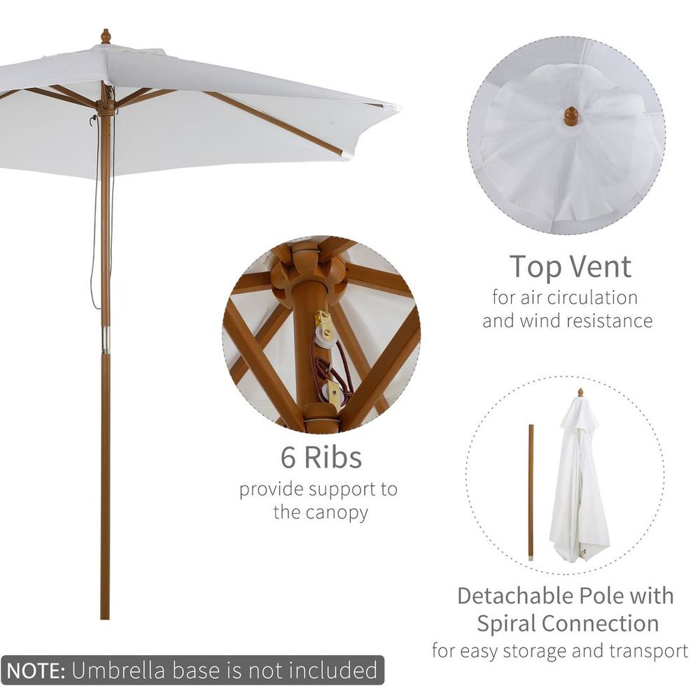 Outsunny Wood Garden Parasol Umbrella: Sun Shade, Patio, Outdoor Canopy. High quality & durable materials. Beat rain, wind, & enjoy your oasis.