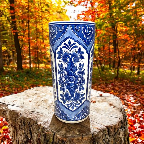 18" BLUE WHITE UMBRELLA STAND