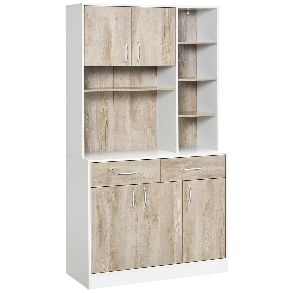 Luxurious and Versatile Kitchen Pantry Cabinet: 100x39x180cm, 6 Open Compartments, 2 Drawers, 3 Cabinets
