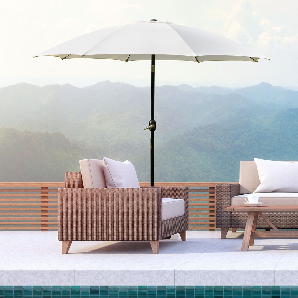 Premium Outsunny 2.6M Umbrella - Cream White, High Quality, Reliable, Durable, Stylish Design