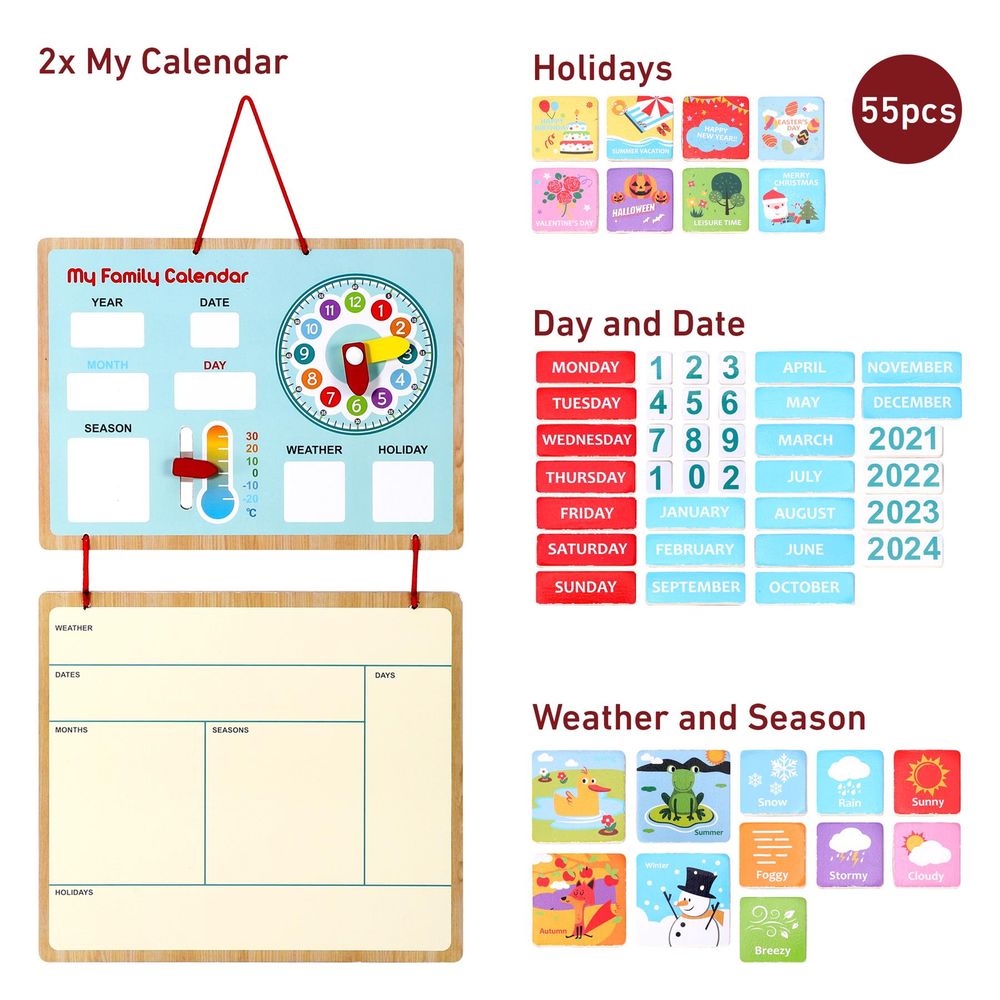 SOKA My Family Calendar - Learn Dates, Seasons, Time, & More - High Quality Wooden Toy