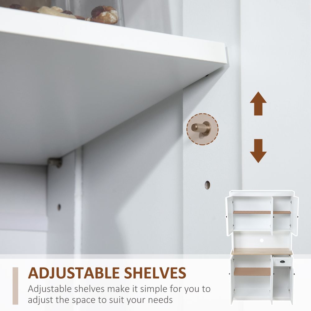 HOMCOM Kitchen Cupboard Storage Cabinet: Stylish + Spacious w/ Adjustable Shelves & Pull-Out Drawer
