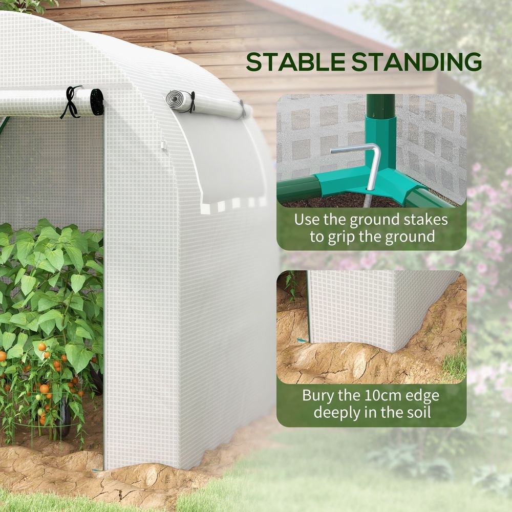 Premium Outsunny Walk-in Poly Greenhouse: Roll-up Window, Door, Steel Frame, White