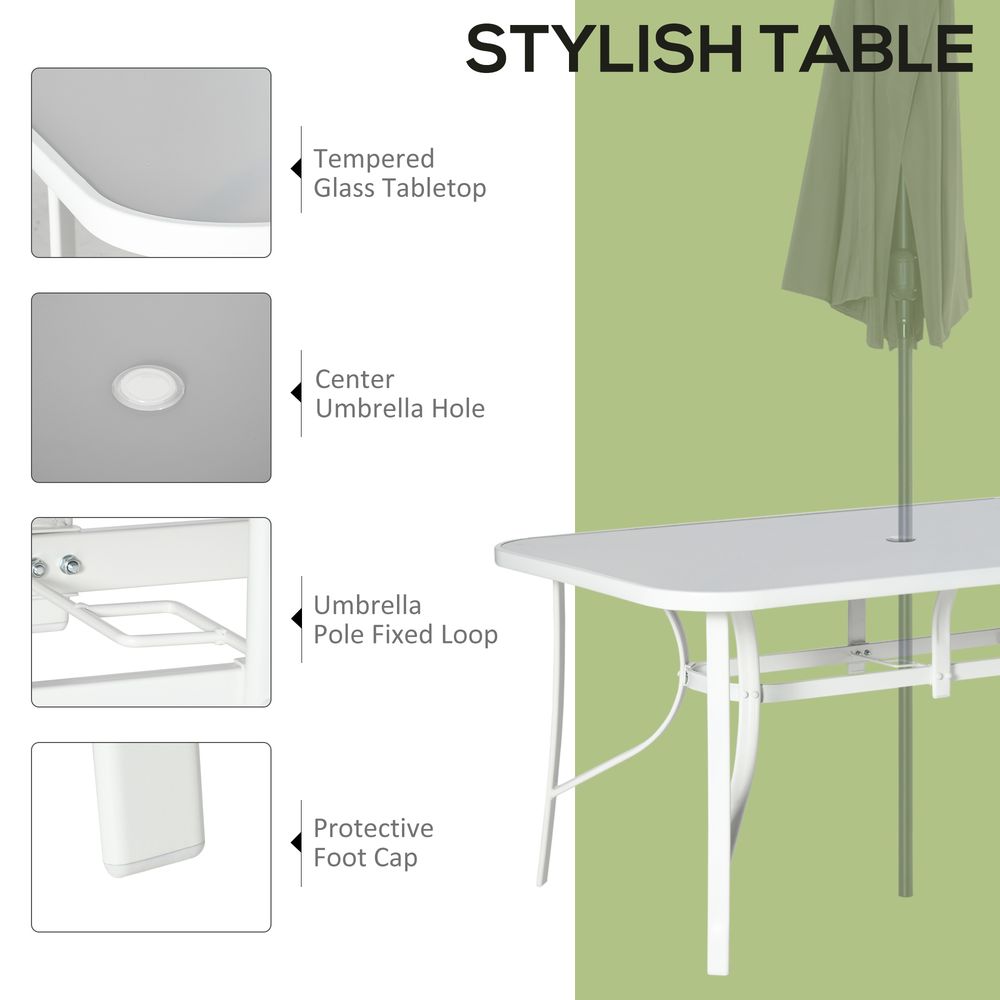 Premium 6 Seater Outdoor Dining Set | Rust-Resistant | Patio Furniture with Umbrella Hole