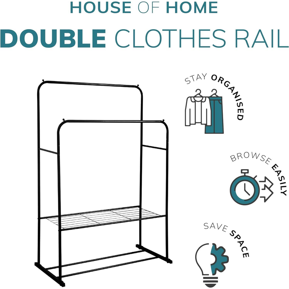 Double Clothes Rail in Black