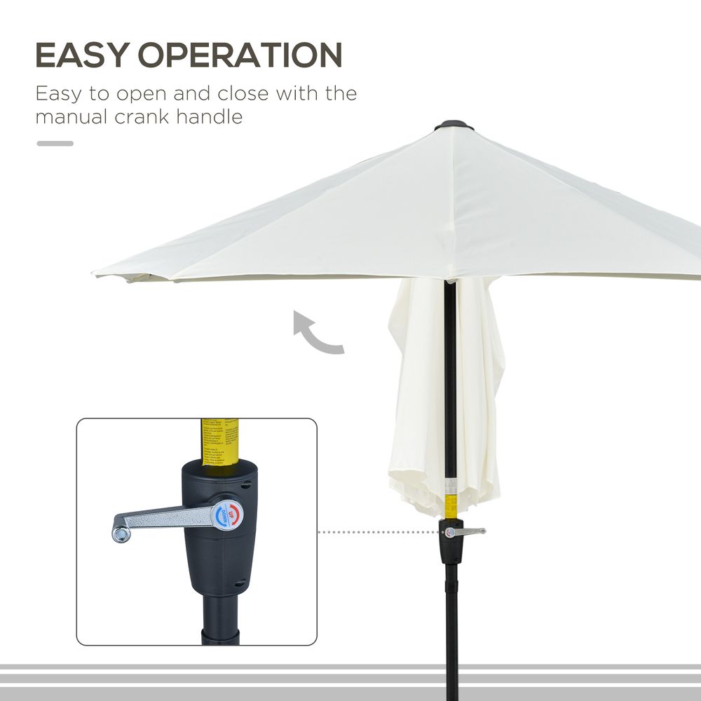 Premium 2m Half Parasol Market Crank - Cream White