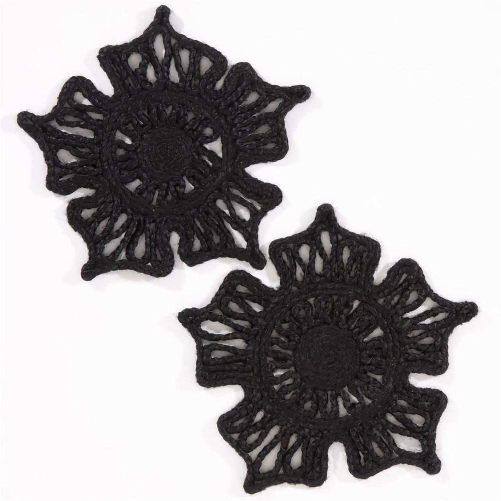 Premium Jute Placemats - Set of 2 - Black - 36x36cm