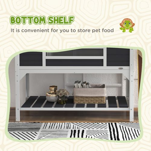PawHut Tortoise House w/ Adjustable Lamp Holder, Openable Lid, Dual Main Houses
