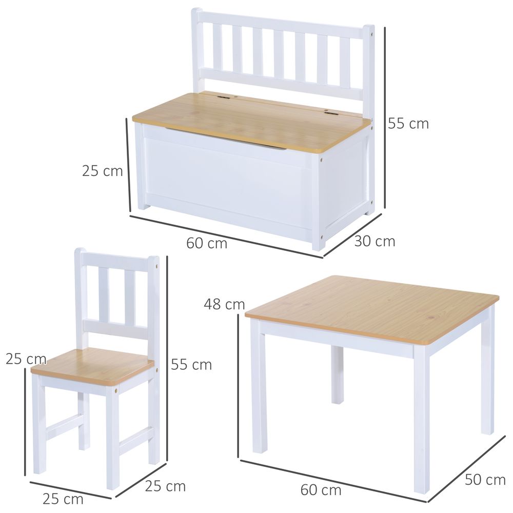 Premium 4-Piece Kids Wood Table Set w/ Storage - HOMCOM