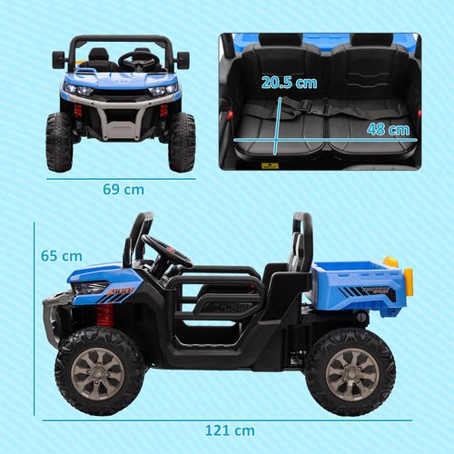 HOMCOM 12V Two-Seater Kids Electric Ride-On Car w/ Electric Bucket - Blue