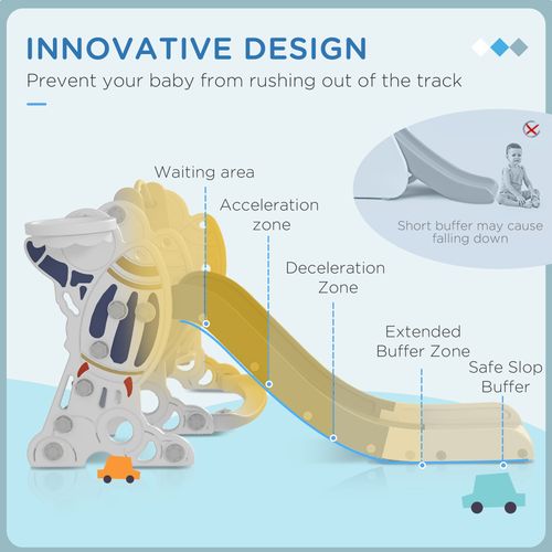 AIYAPLAY Space-Themed Slide and Swing Set for Kids w/ Basketball Hoop
