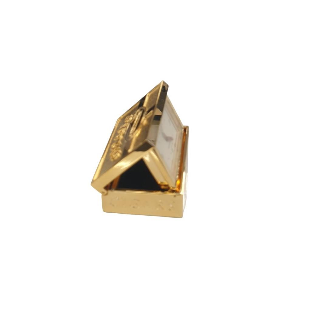 Miniature Clock Gold Plated Habana Cigar Solid Brass IMP72 - CLEARANCE NEEDS RE-BATTERY