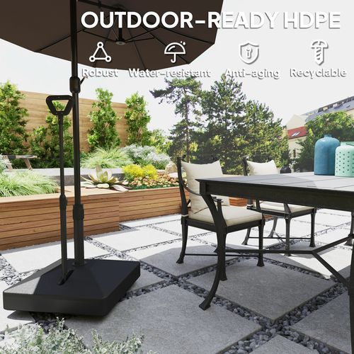 Outsunny Garden Parasol Base Parasol Stand, Sand/Water Filled, Black