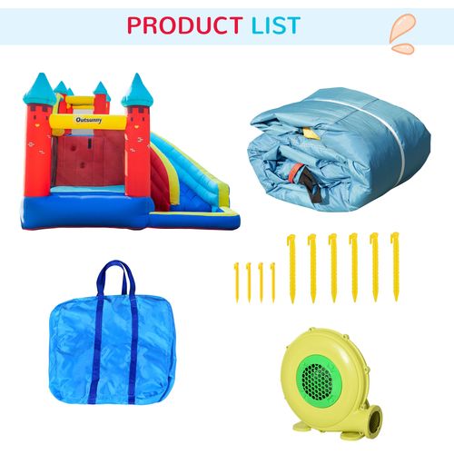 Outsunny 4 In 1 Kids Bouncy Castle, Large Inflatable House w/Trampoline, Slide, Water Pool, Climbing Wall, Includes Blower, Bag, Ages 3-8 Years, 2.9 x 2.7 x 2.3m