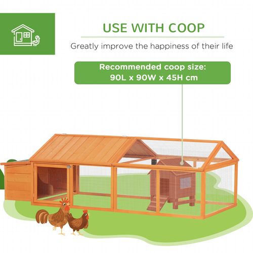 PawHut Wooden Chicken Run with Nesting Box, Openable Roof for 4-8 Chickens Ducks