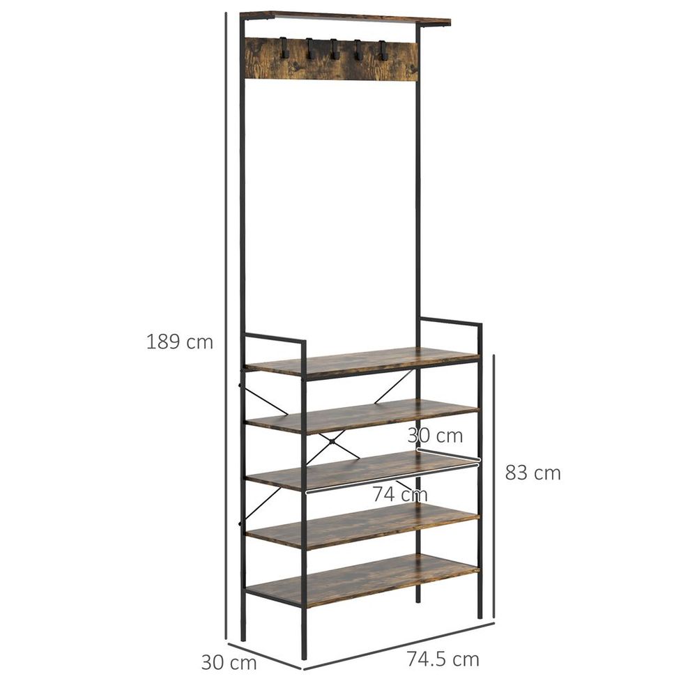 HOMCOM Industrial Baker's Rack Multi-tier Microwave Stand with 5 Hooks