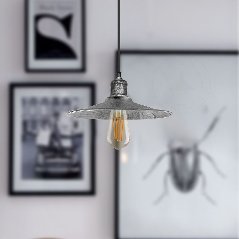 Vintage Ceiling Pendant Light - Rustic Metal Shade - Stylish and Elegant Design - Dimmer Compatible - High Quality