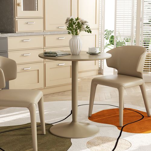 HOMCOM Round Dining Table w/ Steel Base, Non-slip Pad for Living Room