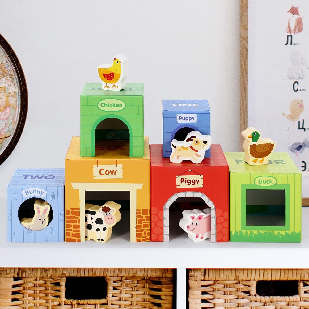 SOKA Stacking Cubes-6 Friends in Farm 0000269