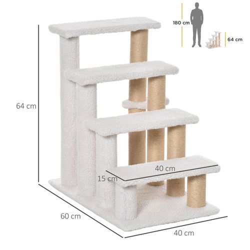 PawHut Pet Stair with 4-step Climb Ladder, Scratching Posts