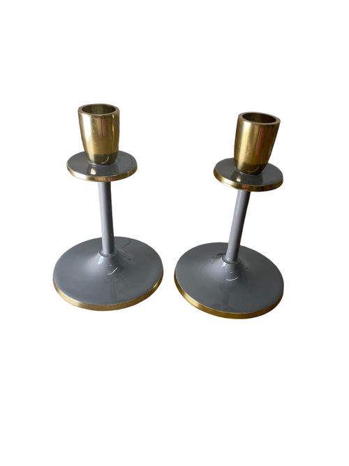 Glossy Grey Irina Candlestick, 15cm