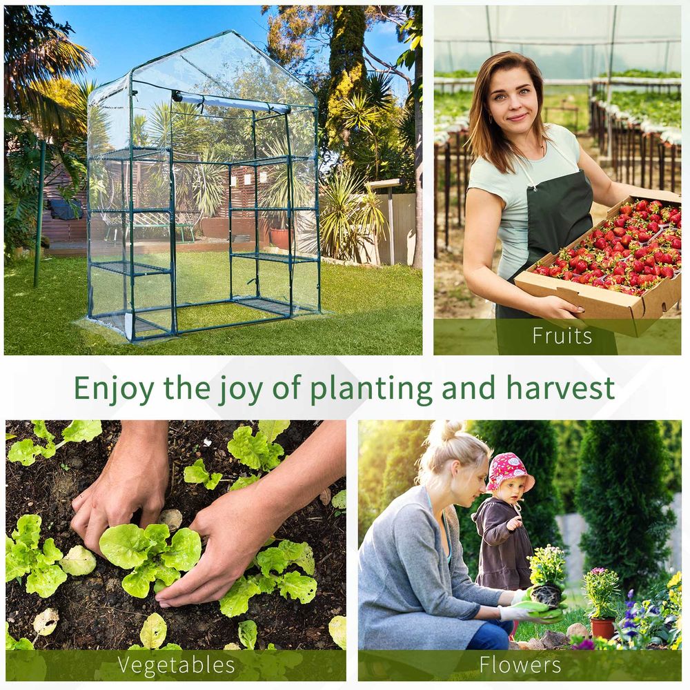 High-Quality 4-Tier Portable Greenhouse: Sturdy Metal Frame, 8 Shelves for Easy Plant Placement, Ideal for All Your Growing Needs