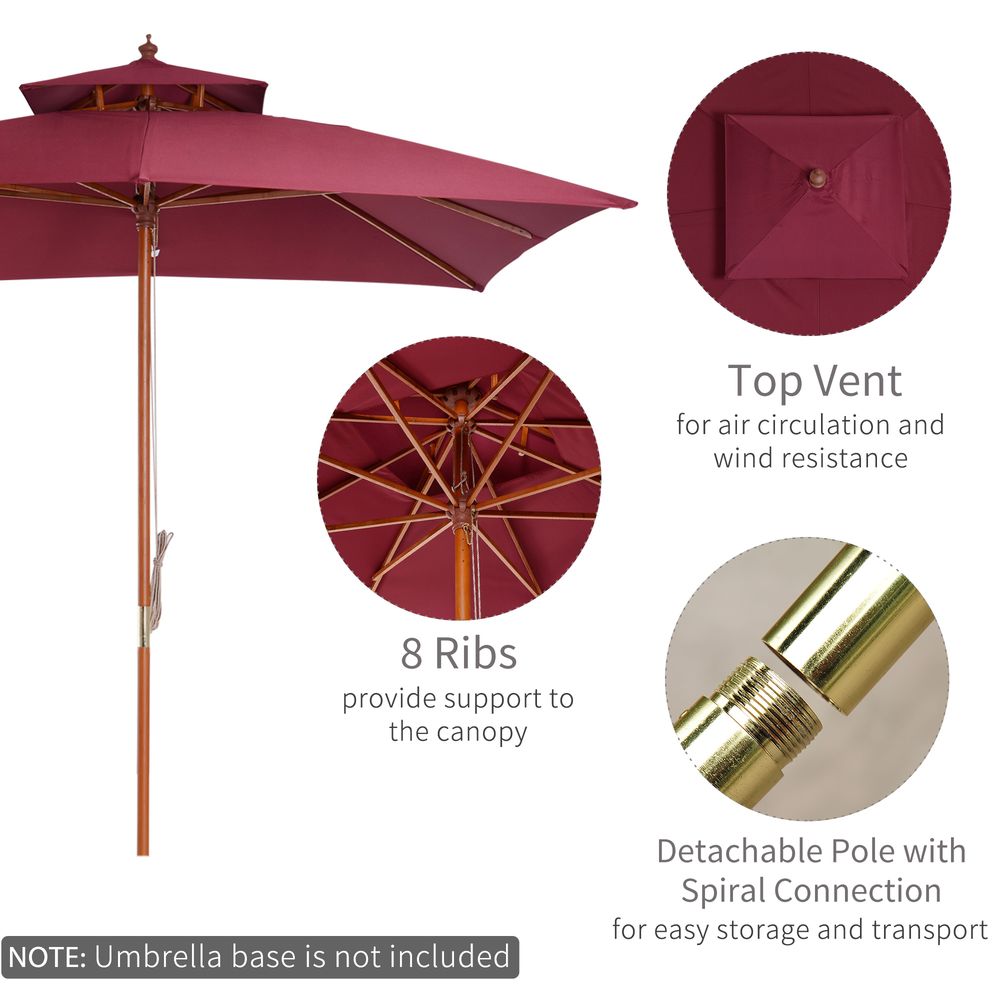 Premium 3m Bamboo Patio Umbrella - Wine Red. Superior Quality. Stylish and Durable. Perfect for Outdoor Living.