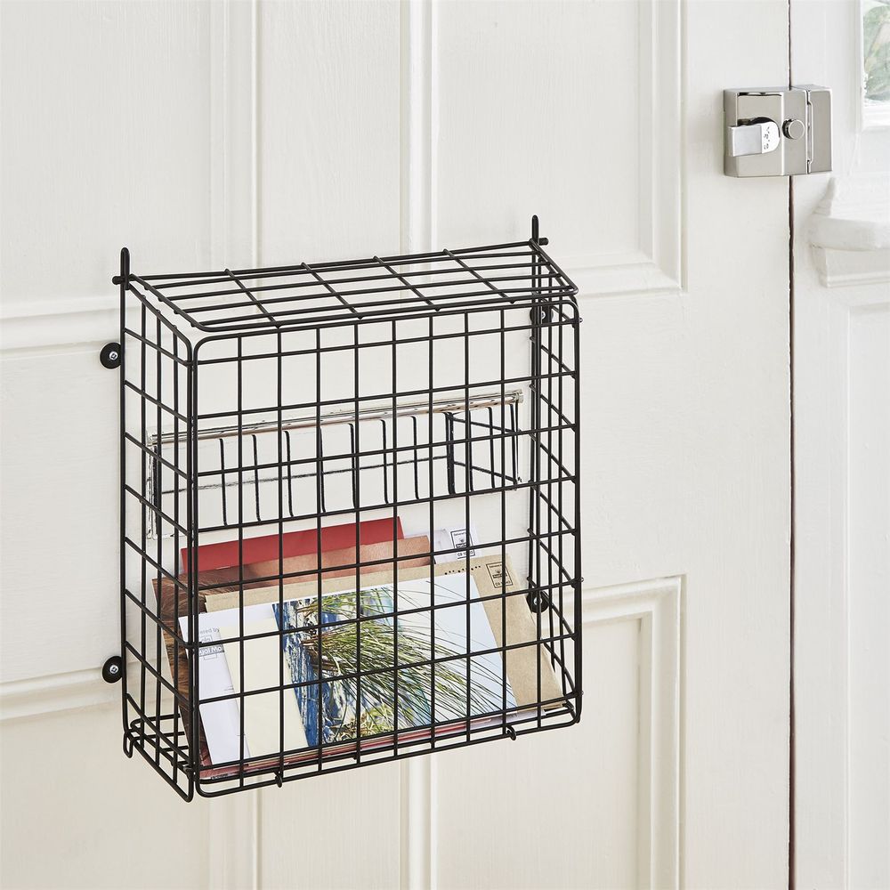Premium Black Letter Box Catcher Cage - Lift Up Lid