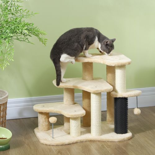 PawHut Cat Tree 2 in 1 Pet Stairs w/ Scratching Tickling Post