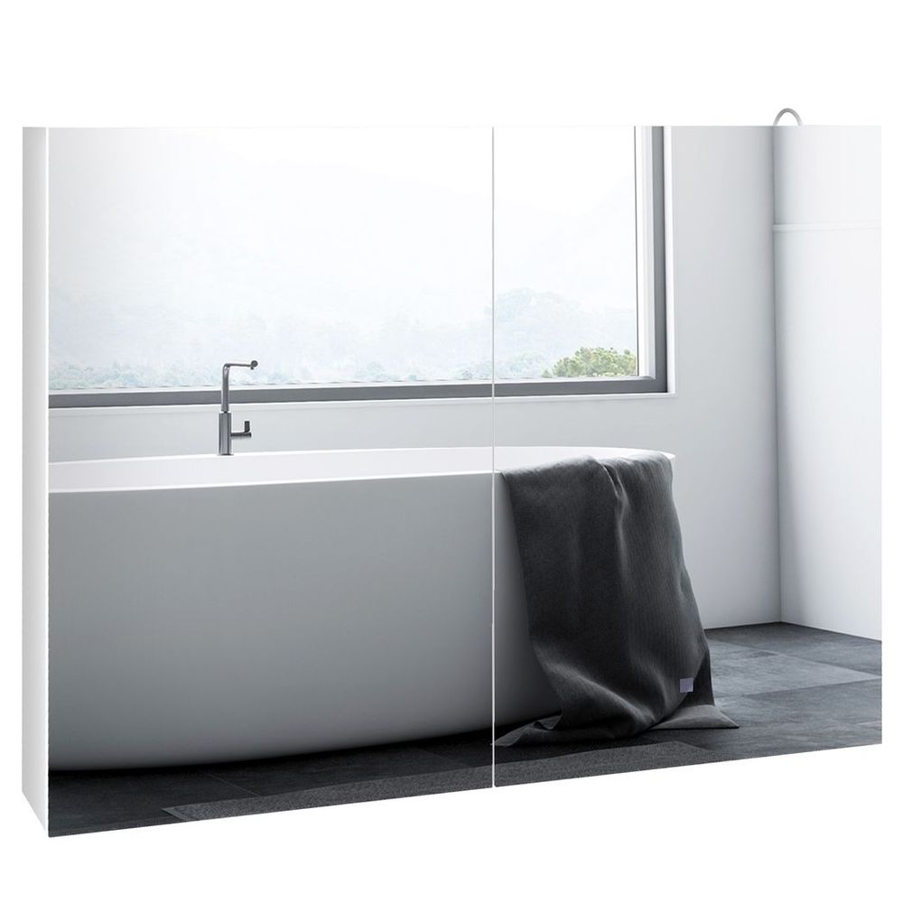 kleankin Wall Mounted Bathroom Storage Cupboard with Mirror, LED Light, USB