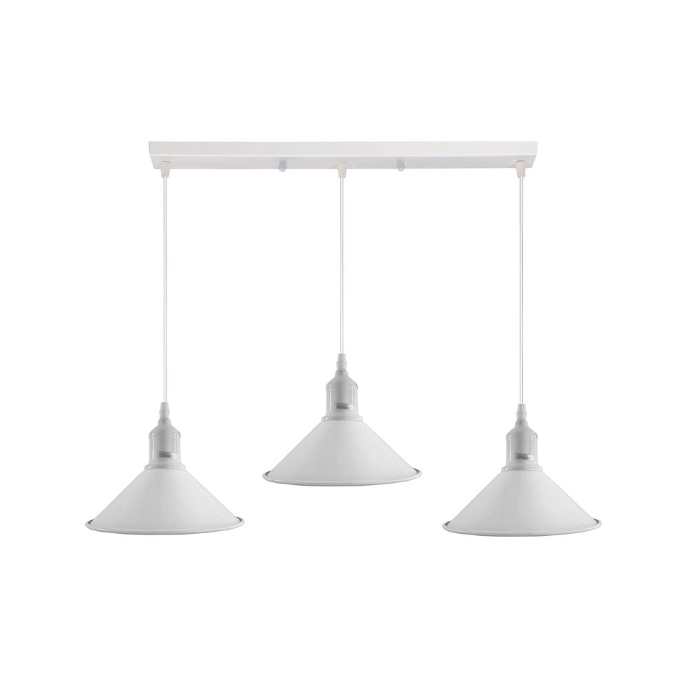 Industrial Vintage Loft Kitchen Bar 3 Lights Fittings Ceiling Cone Metal E27
