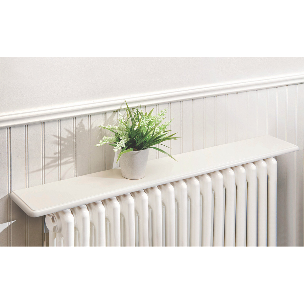 Premium White Satin Radiator Shelf - Easy Fit, Heat Deflecting, No Wall Drilling, 61cm MDF