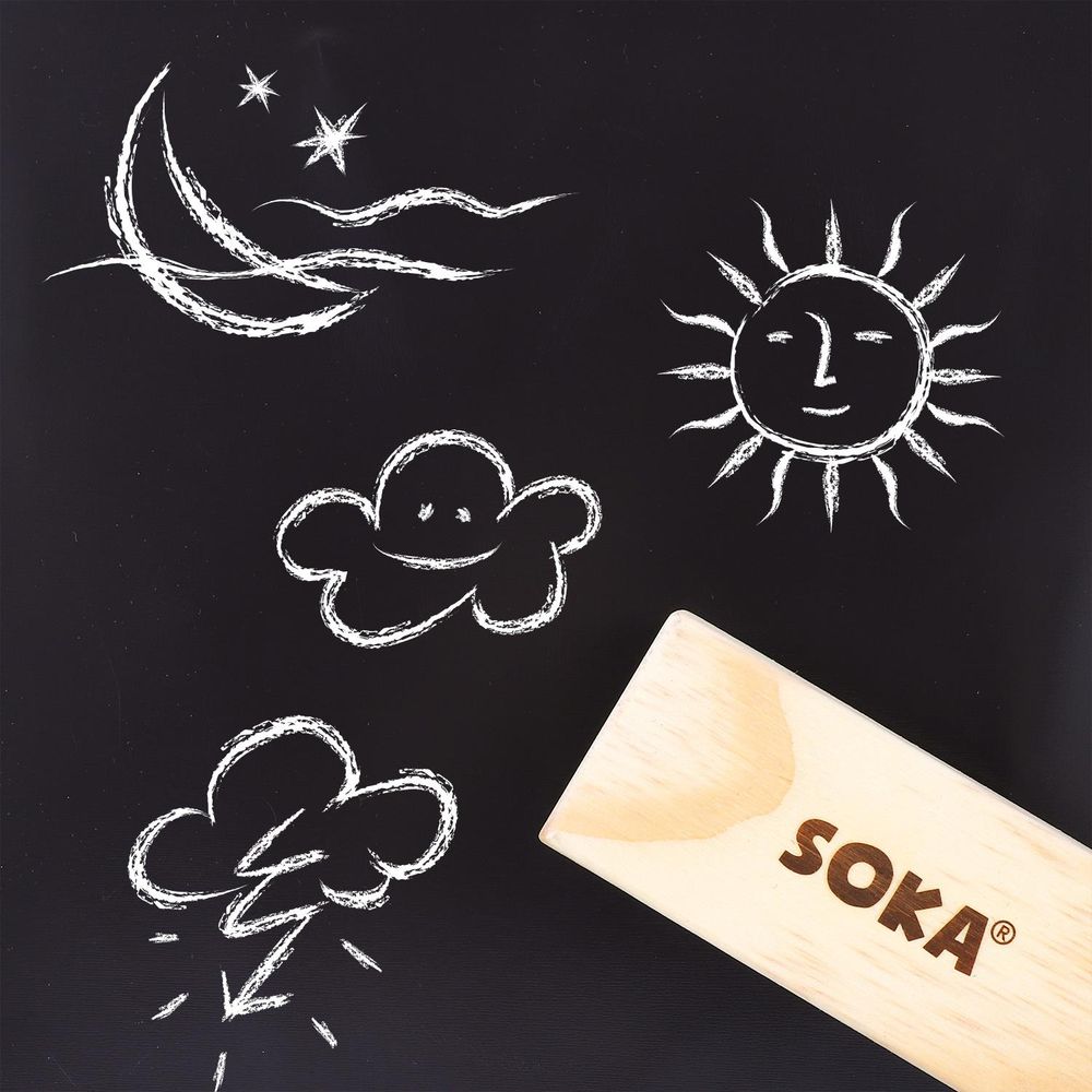 SOKA Eraser: Premium Quality Wooden Handle - Multifunctional for Chalkboards & Whiteboards - Certified Safe