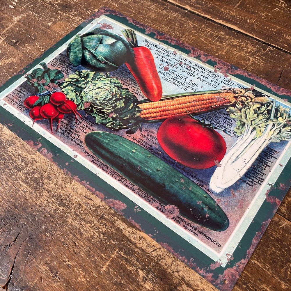 Authentic Vintage Metal Sign - Retro Vegetable Varieties - High Quality Reproduction