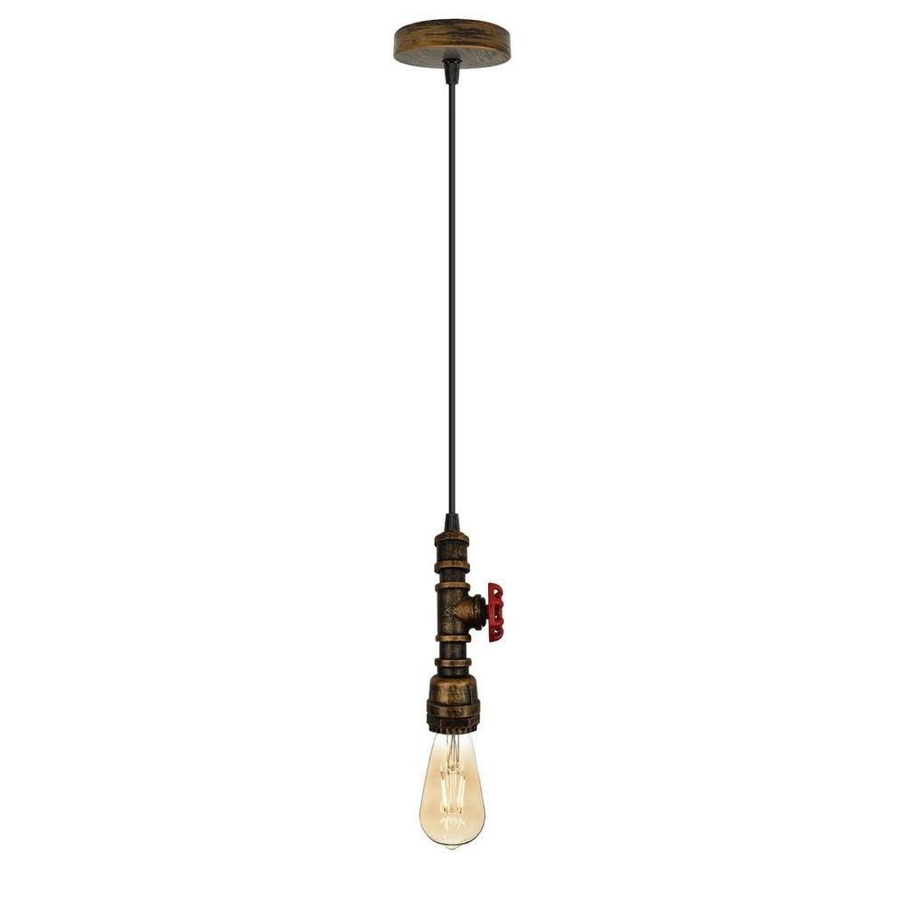 Vintage industrial metal pendant pipe light E27 fitting 95cm adjustable cable